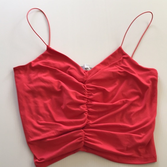 GAZE womens L spaghetti strap ruched red top NEW stretchy fabric - Picture 12 of 15